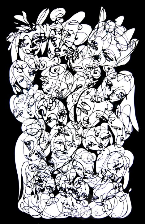23 Faces - A Painting hand-painted with Acrylic Paint on Canvas by Jordan Betten in New York City 2011