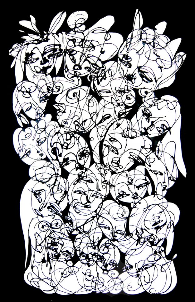 23 Faces - A Painting hand-painted with Acrylic Paint on Canvas by Jordan Betten in New York City 2011