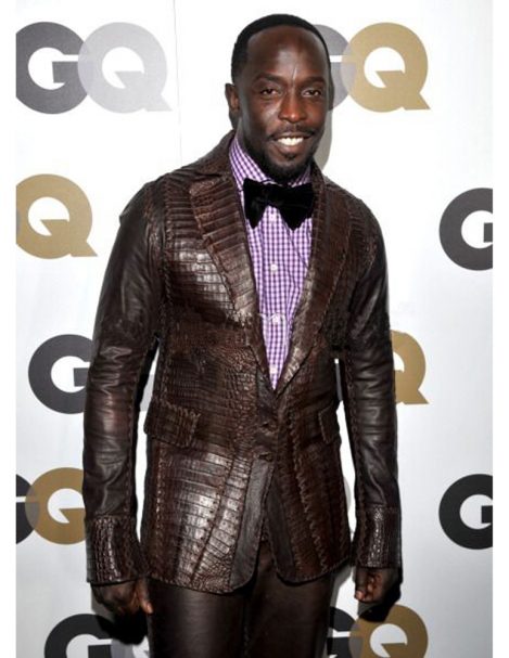 American Actor and Dancer Michael K Williams (aka Omar from HBO show The Wire) wears a brown custom-made Lost Art Alligator Suit and Pants at the GQ Men of the Year Award Event
