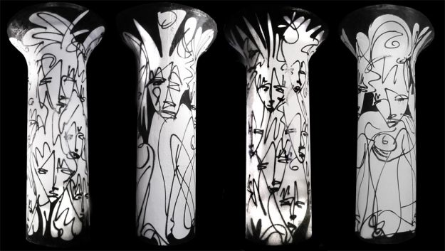 Columns of WIP - Urban Art, spray painted columns by Jordan Betten