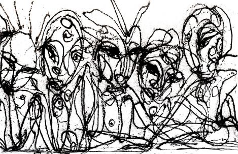 ICONS - A Painting hand-painted on paper with ink, by Jordan Betten in New York City 2009
