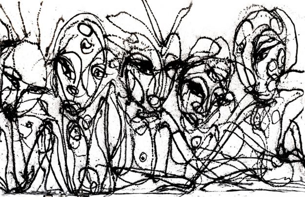 ICONS - A Painting hand-painted on paper with ink, by Jordan Betten in New York City 2009