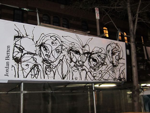 Icons - An Urban Art Mural by Jordan Betten in collaboration with ArtBridge Art Gallery, a printed canvas on an exterior wall located at 23rd Street and 10th Ave in New York City circa 2011