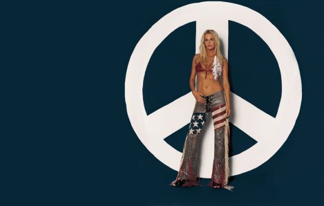 911 Pants - Hand-made Lost Art™ pants worn by Model Kylie Bax, created as a tribute, commemorating the World Trade Center attacks of September 11th 2001
