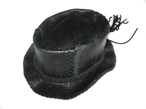 Lost Art™ Black Python Skin Hat with a Leather Braid Hatband