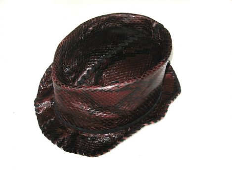 Lost Art™ Brown Python Skin Hat with a Leather Braid Hatband