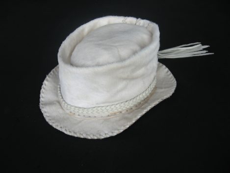 Lost Art™ Calf Fur Hat with a Leather Braid Hatband