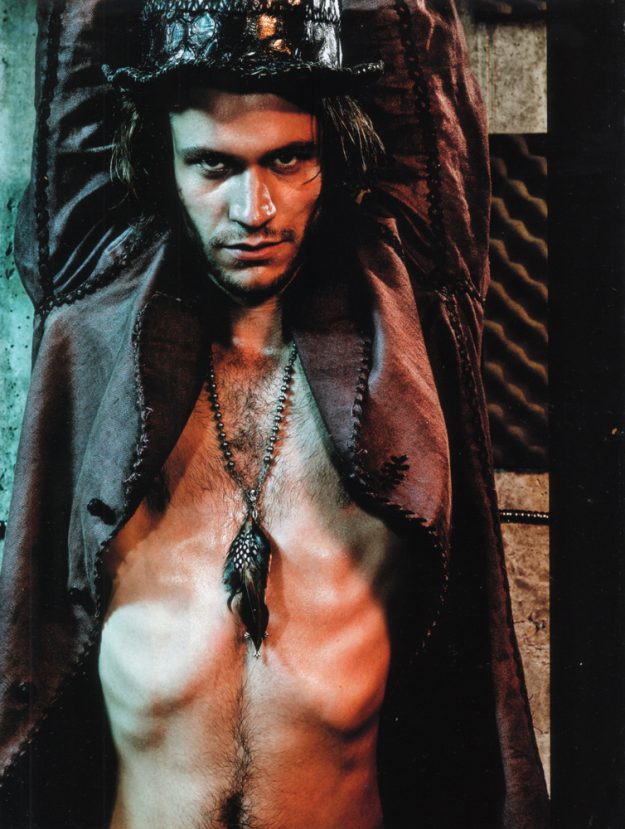 Male model wearing a Lost Art™ hand-made Hemp Leather Jacket and a Lost Art™ hand-made Anaconda skin Python skin hat