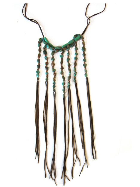 Lost Art™ Turquoise and Leather Necklace with Leather Fringe