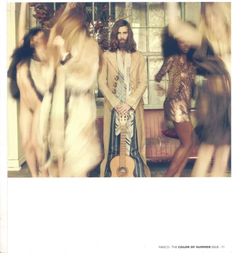Male Model wears a hand-made Lost Art floor length Leather Coat with Brass Buckles in TWELV Magazine