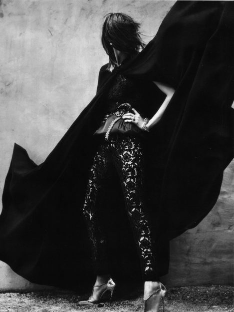 Model wears a Lost Art Python Skin Belt with Metallic Silver Rings (by Jordan Betten) in Vogue Paris Magazine 2005