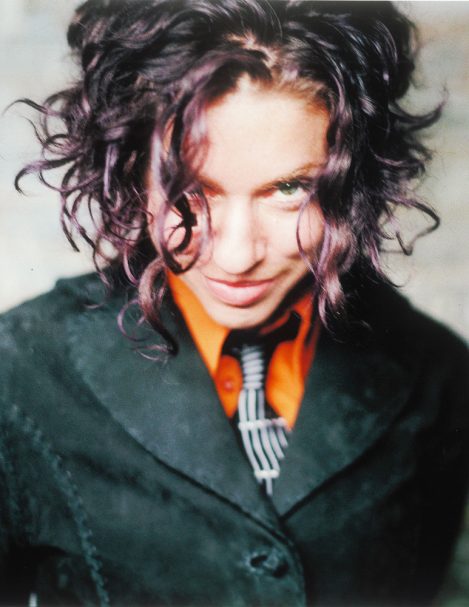 American singer, multi-instrumentalist, poet, songwriter and businesswoman Ani DiFranco wears a green custom-made Lost Art Nubuck Leather Jacket