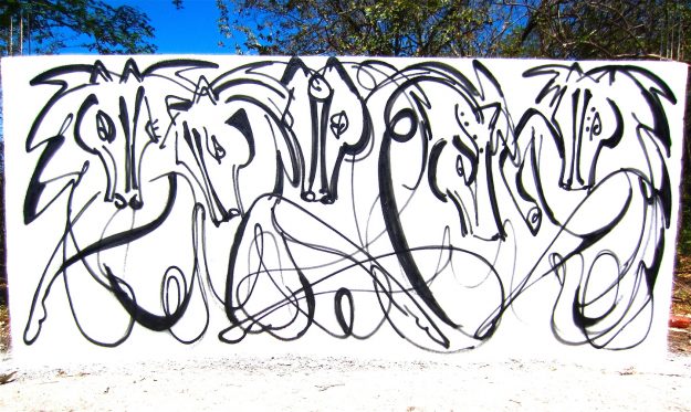 Wild Horses of Nicaragua by Jordan Betten, a spray painted Urban Art Mural of horses on the wall