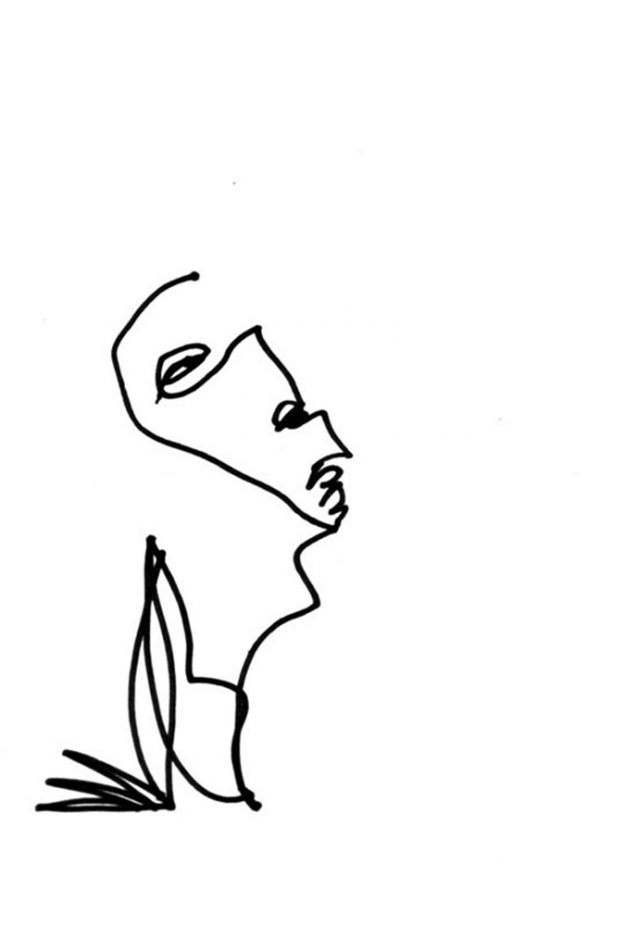 “HalfMan” a drawing, drawn by hand with a Sharpie Marker on paper, by artist Jordan Betten in New York City circa 2004