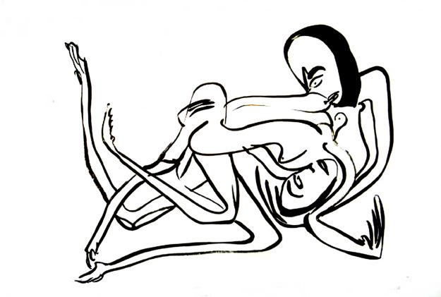 “Betten Figures” a painting painted by hand with acrylic and ink on paper, by artist Jordan Betten in New York City circa 2005
