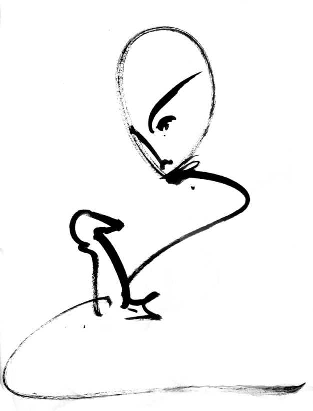 “Man” a painting painted by hand with acrylic and ink on paper, by artist Jordan Betten in New York City circa 2006