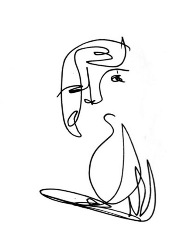 “Saint Jean Paul” a drawing, drawn by hand with a Sharpie Marker on paper, by artist Jordan Betten in New York City circa 2004