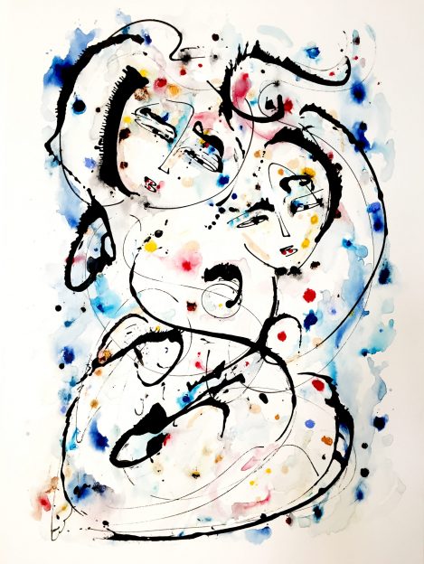 Blue Love - An abstract expressionist painting - 48" by 36" canvas - Painted by Jordan Betten.