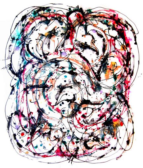 Swancircle - An abstract expressionist painting - 61" by 45" canvas - Painted by Jordan Betten.