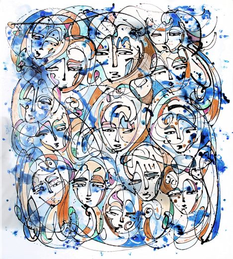 VanillaBlue - An abstract expressionist painting - 60" by 52" canvas - Painted by Jordan Betten.