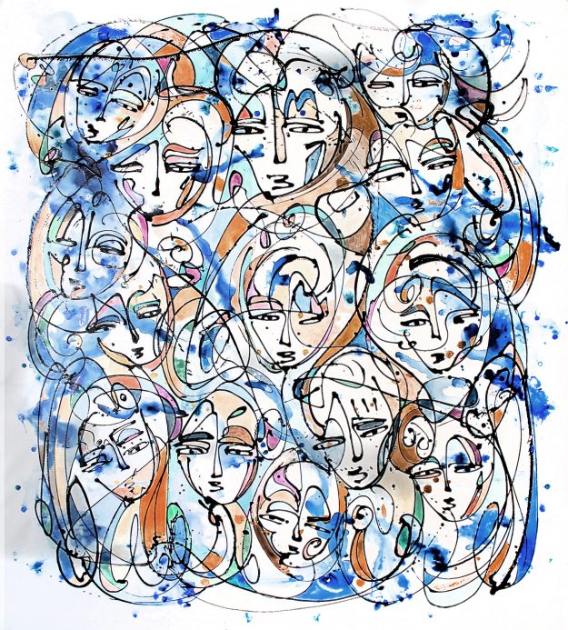 VanillaBlue - An abstract expressionist painting - 60" by 52" canvas - Painted by Jordan Betten.