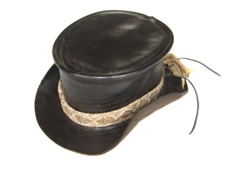 Lost Art™ Leather Top Hat with a Rattlesnake Skin Hat band, worn by Lady Gaga