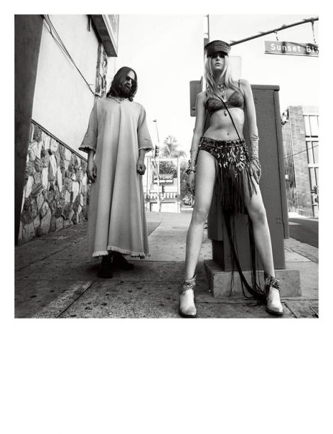 Model Sigrid Agren wears a Lost Art Alligator Hat, Lost Art Rattlesnake Belt and a Lost Art Fur Belt with Claws in Numero Magazine April 2014