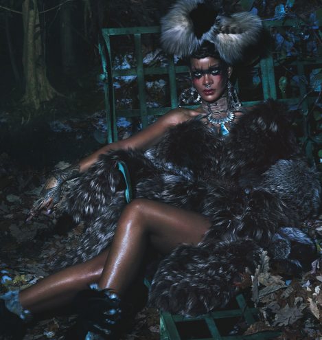 Singer Rihanna wears a Lost Art Alligator belt in W Magazine September 2014 issue
